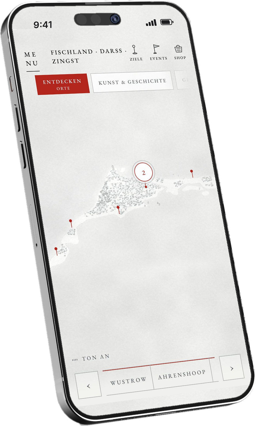 Smartphone mit interaktiver Karte und Klangszene